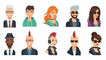 Diverse Group of Cartoon People Profiles.