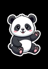 Obraz premium Adorable Panda Waving Hello - A Cute Cartoon Illustration.