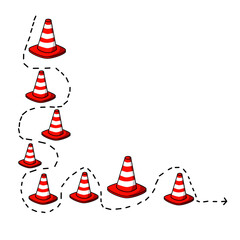 illustration Traffic Cones Arranged in slalom Shape 
