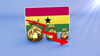 Ghana Reserves Decline with Red Arrow | Economic Crisis Data Graph Infographic - Powered by Adobe