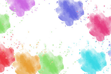 Obraz premium Multicolor watercolor splash frame on black background. Vibrant abstract paint stains with soft edges, artistic splatter details, and creative modern composition.