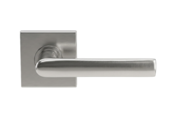 Close-up of silver doorknob against an isolated background.