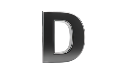 Shiny Metallic Letter D Isolated on White Background