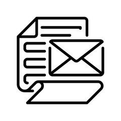 Paper with Message Line Icon, Outline Symbol for Communication Notes, Written Alerts, Information Sharing, Notification Records, and Text Updates. Vector Sign Icon.