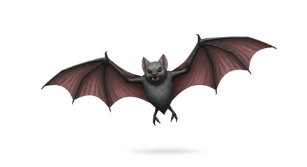 Mysterious nocturnal bat in full flight with eerie red eyes and detailed spread wings, a captivating vector illustration for Halloween and dark fantasy themes