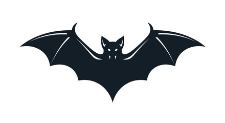 Fototapeta premium Spooky nocturnal bat silhouette with outstretched wings and glowing eyes, perfect for Halloween decorations or gothic designs