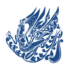 Chinese Blue and White Porcelain Pattern, Traditional Vector Design