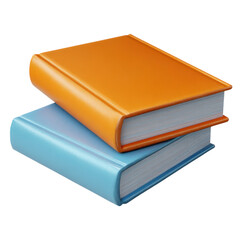 3d illustration of two colorful books stacked on a transparent background