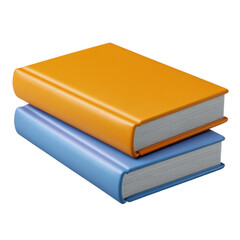 3d illustration of two stacked books, one orange and one blue, isolated on transparent background