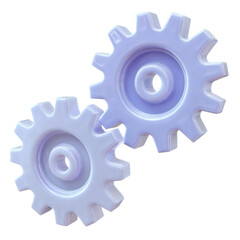 3d illustration of two interlocking gears isolated on transparent background