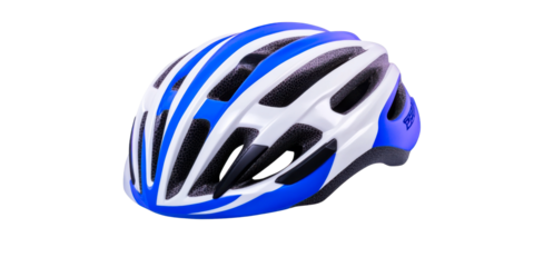 Modern blue and white cycling helmet for active sports and outdoor adventures, perfect for promotional materials and safety campaigns