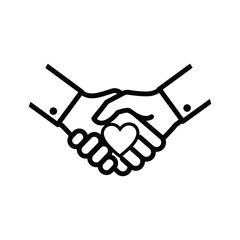 Obraz premium Handshake with heart symbolizing love and partnership