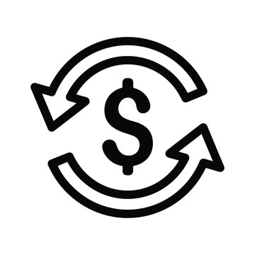 Dollar sign with circular arrows indicating exchange or transfer