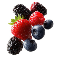 3d illustration of assorted fresh berries isolated on transparent background