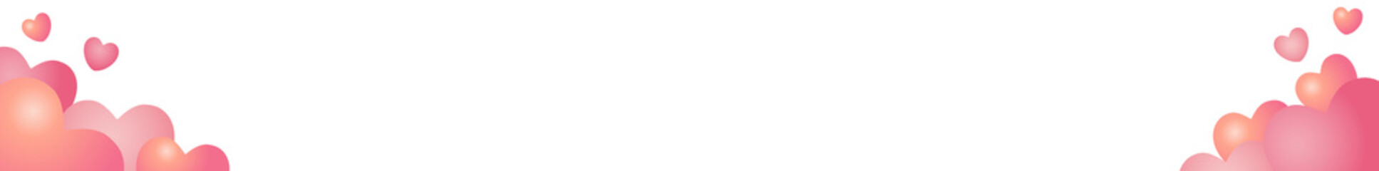 ハートを散りばめたバナーデザイン。バレンタイン。728&times;90サイズ対応