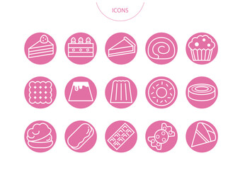 洋菓子　アイコン ピクトグラム　ベクター イラスト　セット