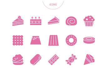 洋菓子　アイコン ピクトグラム　ベクター イラスト　セット