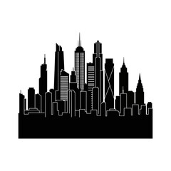 Fototapeta premium Dark abstract silhouette of city skyline at night or in shadow