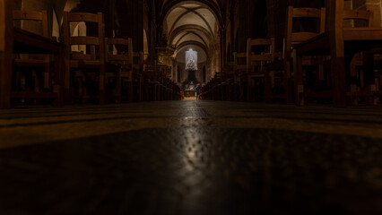 Christmas time and decorations in churchf S&eacute;lestat in Alsace, France on December 20th 2025