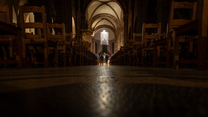 Christmas time and decorations in churchf S&eacute;lestat in Alsace, France on December 20th 2025