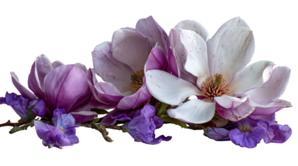 Magnolia Magnolia grandiflora and hybrids Jacaranda Jacaranda mimosifolia on transparent background