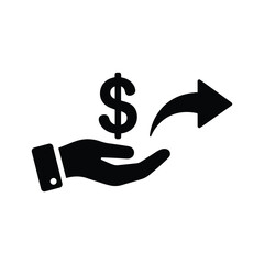 Hand giving dollar sign with arrow