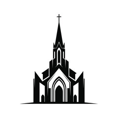 Simple church illustration with cross on top