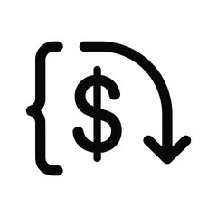 Dollar sign with downward arrow indicating financial loss
