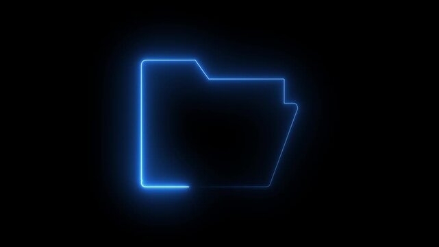 Computer Folder with Colorful Paper Files and Documents file management concept. Open file folders icon on black background.