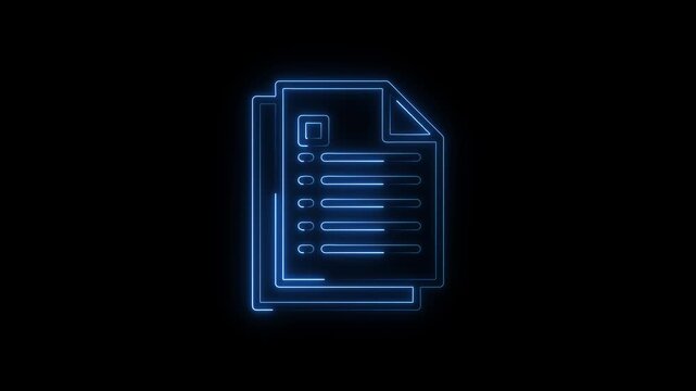 Smart contract icon with document and code lines. Online digital document management, technology, checklist, contract, working, business, on a black background.