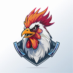 Obraz premium Aggressive rooster head illustration for modern mascot and logo design concept 
