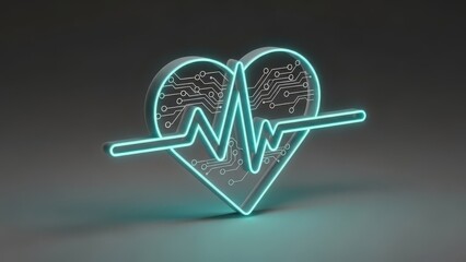 Heart with a green glow and a black outline