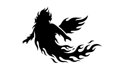 Fototapeta premium Stylized Silhouette of a Phoenix Rising from Flames for Mythical Designs