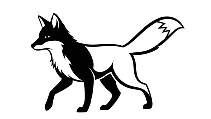 Fototapeta premium Elegant black and white fox silhouette illustration for creative design projects
