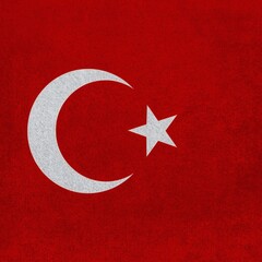 Obraz premium Red Turkish Flag with Crescent and Star.