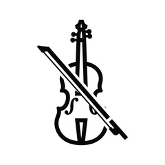 Black violin with bow silhouette simple design © Jahidul