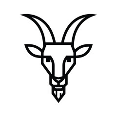 Black and white goat head illustration with horns © Jahidul