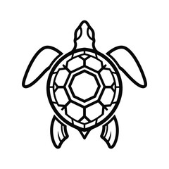 Obraz premium Black and white illustration of a sea turtle