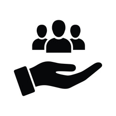 Hand Protecting People Silhouette Icon