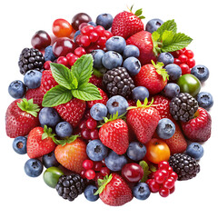 Obraz premium Berry Assortment Isolated on White Background