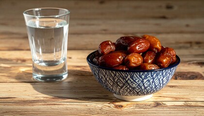A Bowl of Dates and Water for Ramadan Iftar