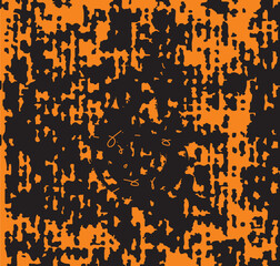 Glitch art with orange and black pixels