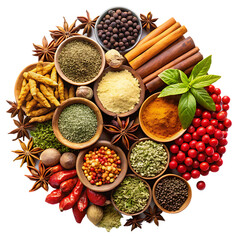 Spice Assortment Isolated on White Background