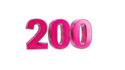 Pink Number 200 Isolated on White Background