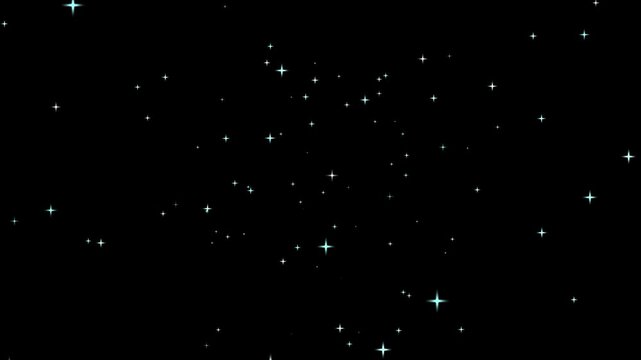 Twinkling celestial stars sparkle and shimmer on a deep black background creating a magical cosmic atmosphere fantasy and celebration themes