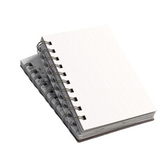 Creative notebook stacked on desk minimalist design studio setting close-up perspective