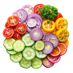 Vegetable Slice Assortment Isolated on White Background