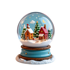 Winter wonderland snow globe scene featuring charming village and snowman holiday decor indoor setting captivating viewpoint