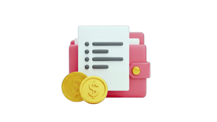 Wallet with Coins and Checklist - Finance Concept