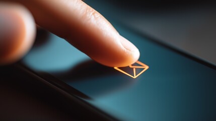 Close up person's finger hovering over subscribe button, digital decision concept